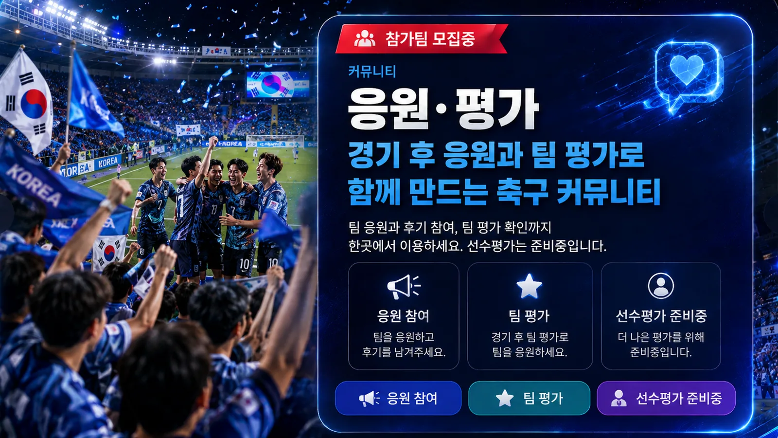 응원과 팀 평가 축구 커뮤니티